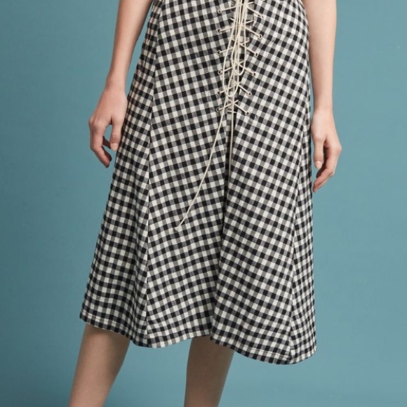 NWT Gingham Lace-up Skirt - Picture 5 of 6